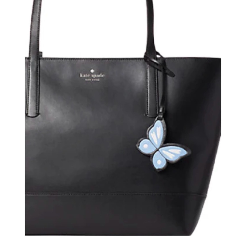 Kate Spade Adley large Black Tote with Blue Butterfly Charm - Picture 2 of 11